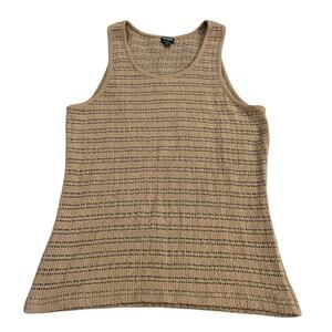 Todd Snyder Mens Crochet Open Knit Tank Top Large Light Brown Beach Vacation